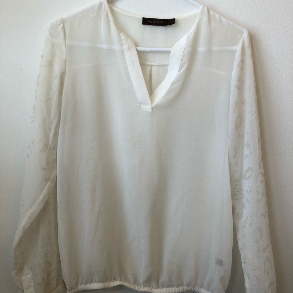White shear Blouse with Leopard Details